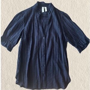 Meadow Rue by Anthropologie Navy Cotton Blouse